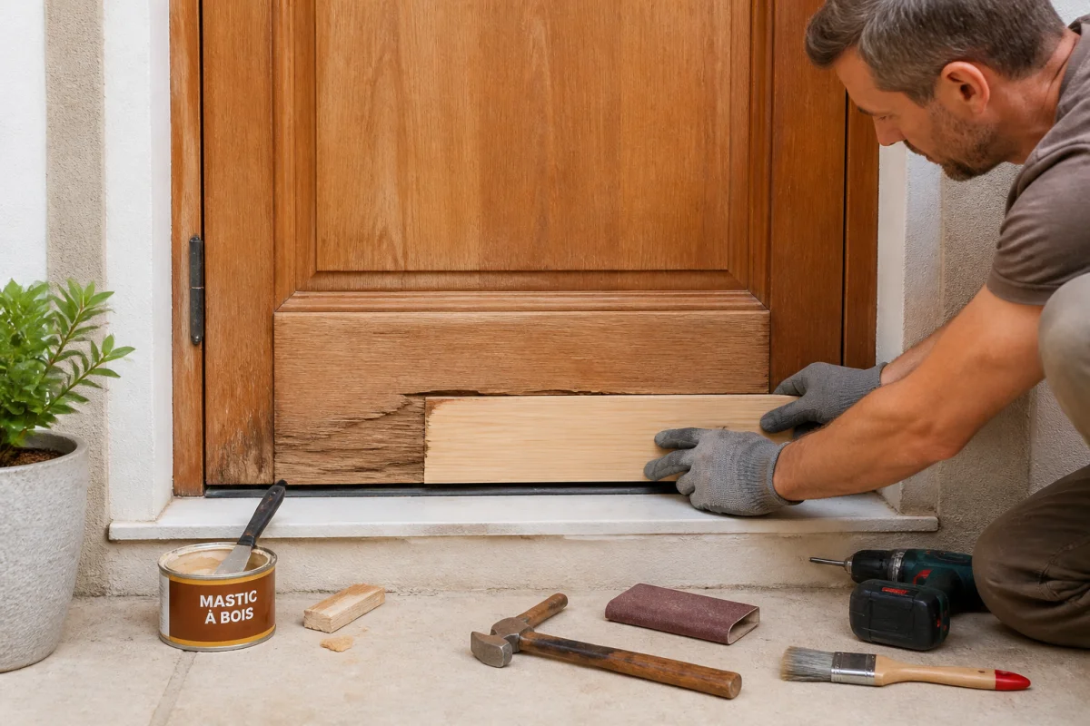 reparer une porte d'entrée en bois