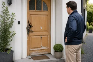 porte d'entrée cassée qui paye