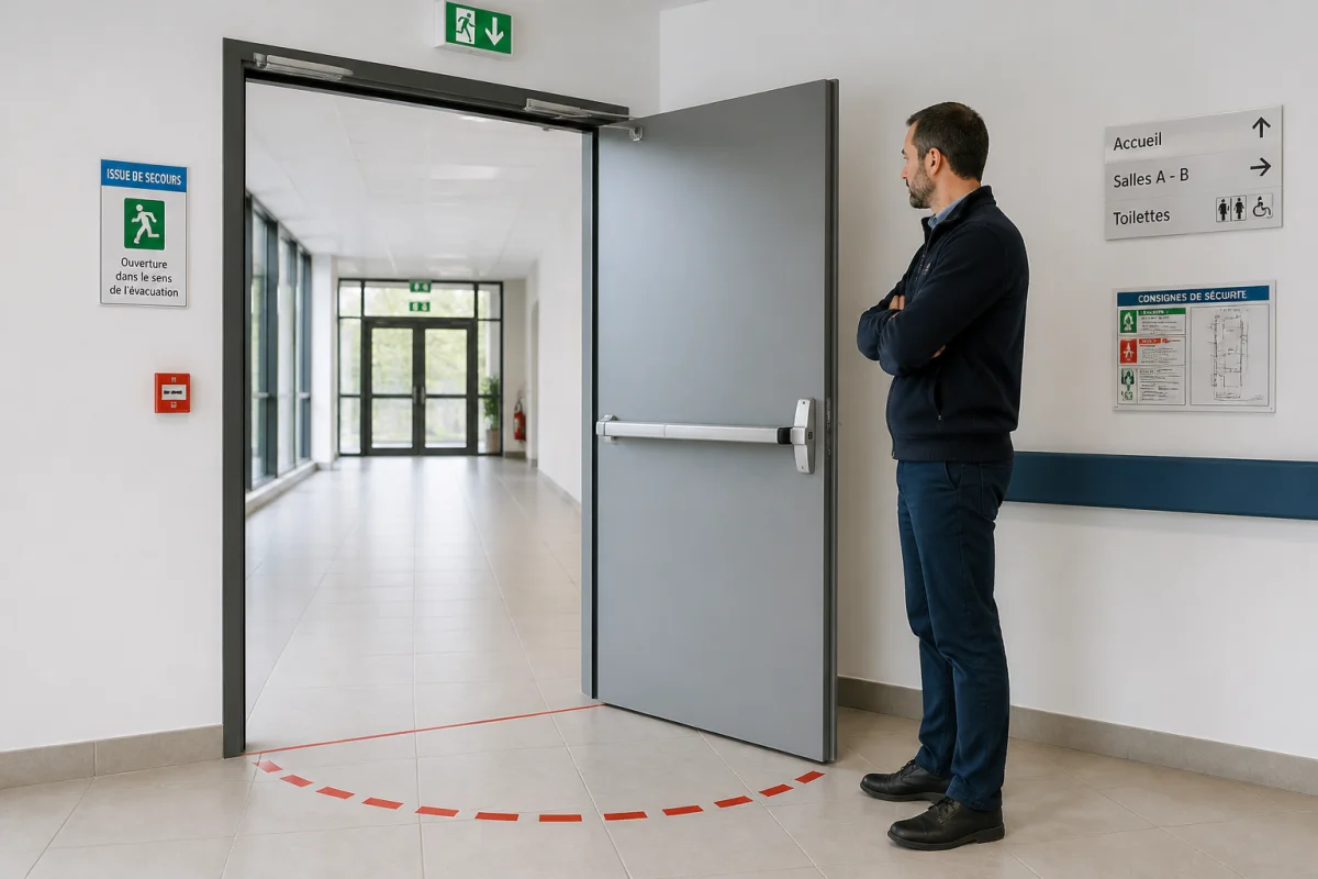 Sens d'ouverture des portes réglementation en ERP